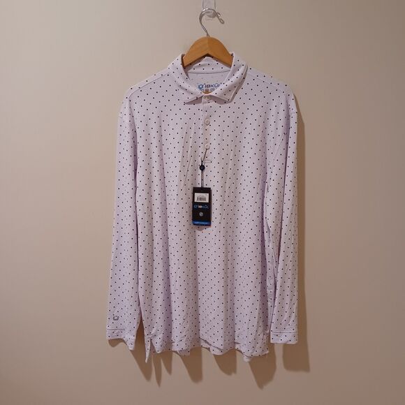 NWT Ibkul Long Sleeve 1/4 Zip Icefil UPF Golf Top XL Tennis Pickleball Polka Dot - Picture 1 of 8